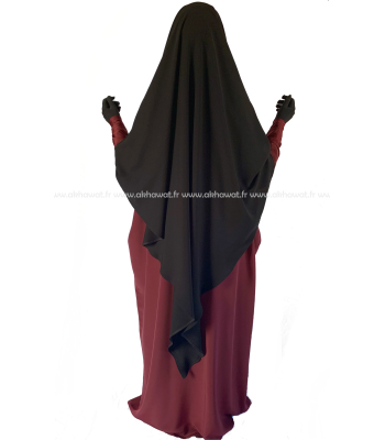 Khimar extra-long pointu - Noir intense - El bassira
