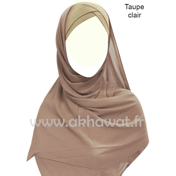 Hijab bonnet intégré croisé - Bi-matière