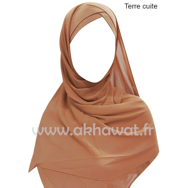 Hijab bonnet intégré croisé - Bi-matière
