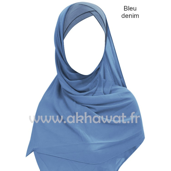 Hijab bonnet intégré croisé - Bi-matière