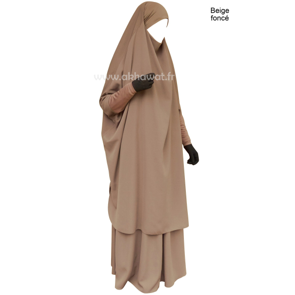 Jilbab manches serrées - 2 pièces jupe - Microfibre léger