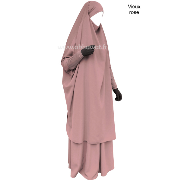 Jilbab manches serrées - 2 pièces jupe - Microfibre léger