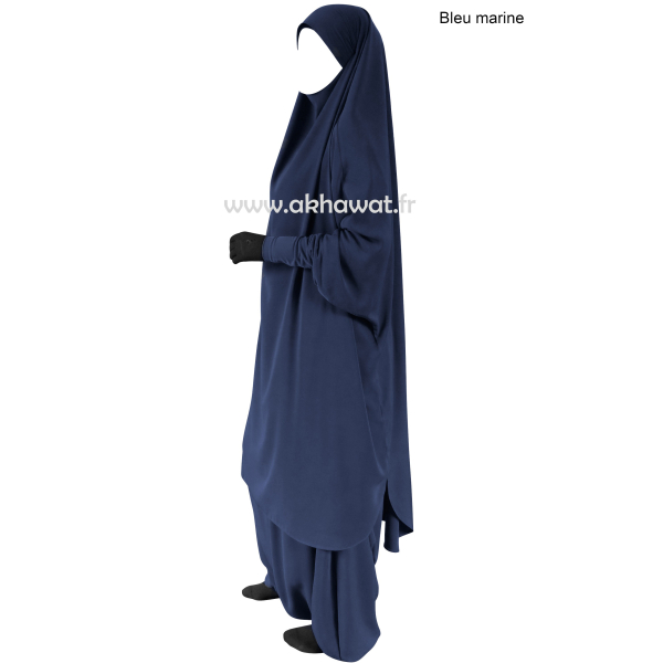 Jilbab manches serrées - 2 pièces sarouel - Microfibre léger