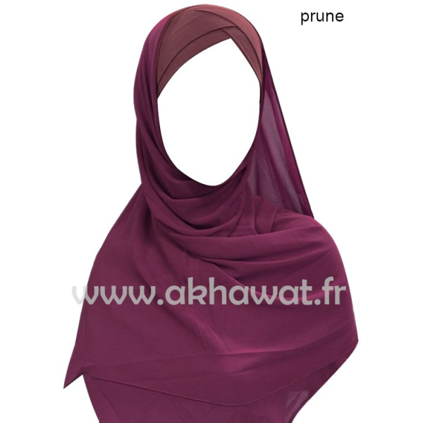 Hijab bonnet intégré croisé - Bi-matière