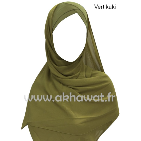 Hijab bonnet intégré croisé - Bi-matière