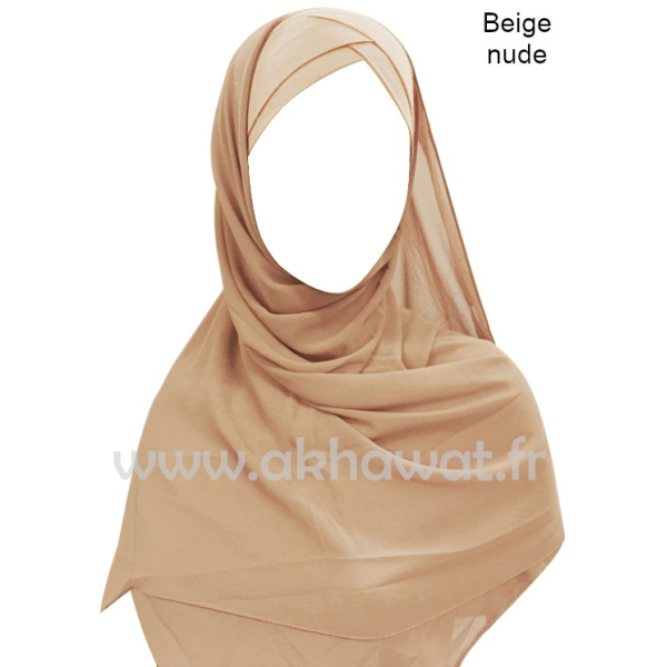 Hijab bonnet intégré croisé - Bi-matière