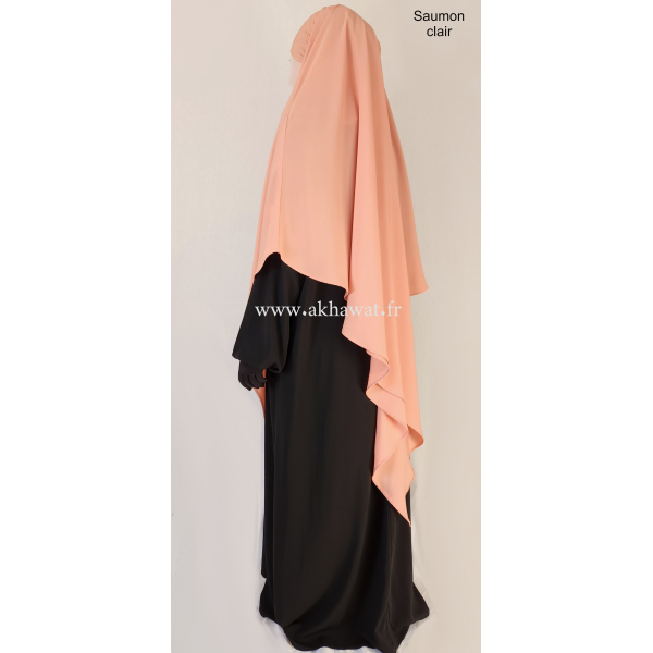 Extra-long tie back Khimar - Formal black - Light microfibre