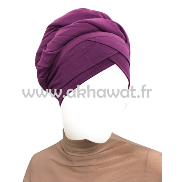 Hijab bonnet intégré croisé - Bi-matière