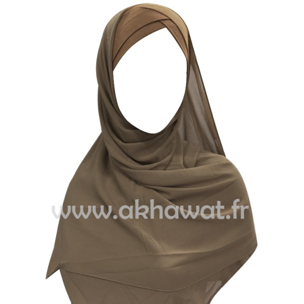 Hijab bonnet intégré croisé - Bi-matière