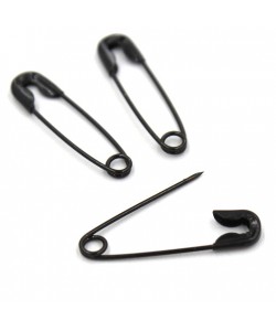 Black safety pins - set of 10