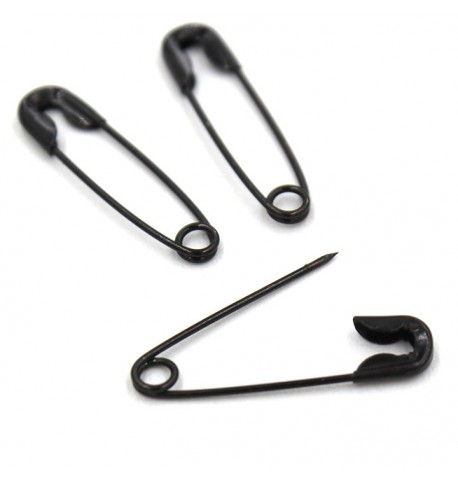 Black safety pins - set of 10