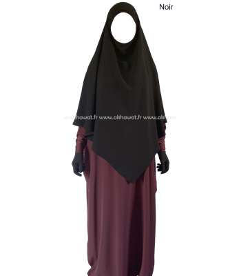 Long tie back Khimar - Formal black - Light microfibre