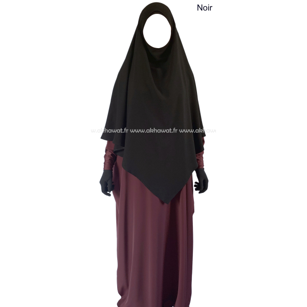 Long tie back Khimar - Formal black - Light microfibre
