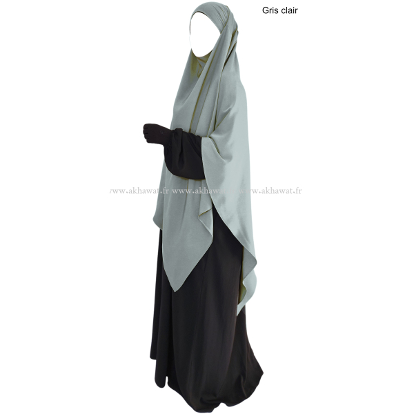 Extra-long tie back Khimar - Formal black - Light microfibre