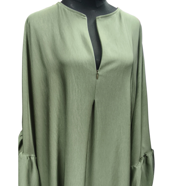 Abaya ample zipée - Manches volants