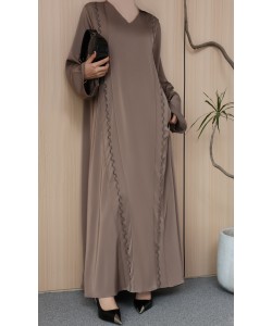Abaya Satinée perlée - Qualité +