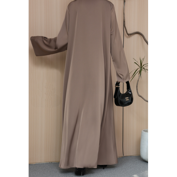 Abaya Satinée perlée - Qualité +