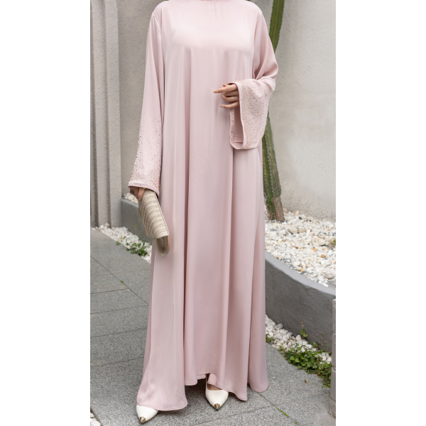 Abaya Satinée Strass - Qualité +