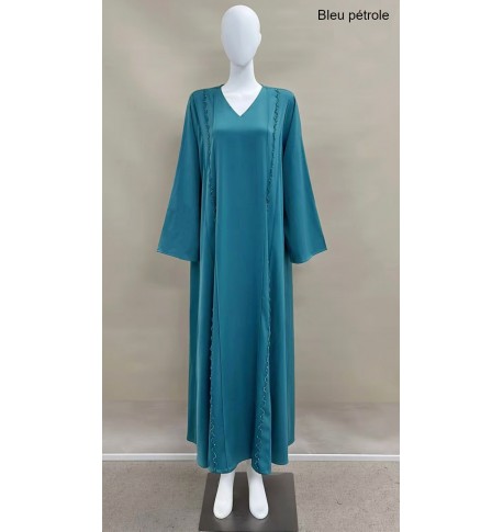 Abaya Satinée perlée - Qualité +