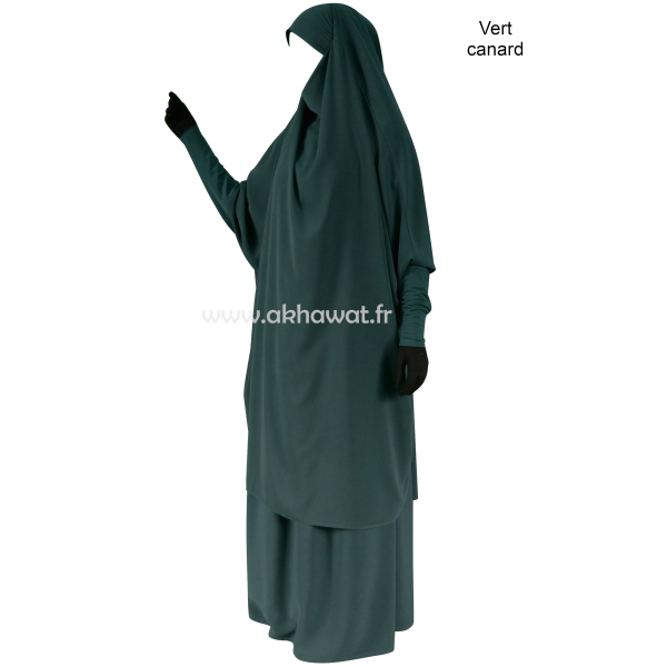 Tight sleeves Jilbab - 2 pieces with skirt