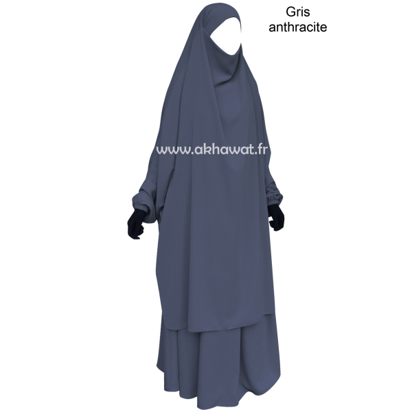 Light microfiber French Jilbab with flared skirt