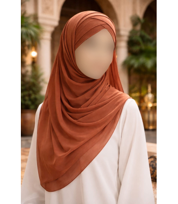 Hijab bonnet intégré croisé - Bi-matière