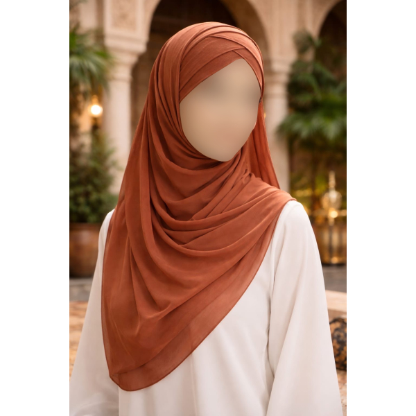 Hijab bonnet intégré croisé - Bi-matière