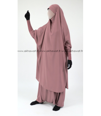 Jilbab manches serrées - 2 pièces sarouel