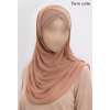 Hijab bonnet intégré croisé - Bi-matière