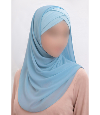 Hijab bonnet intégré croisé - Bi-matière