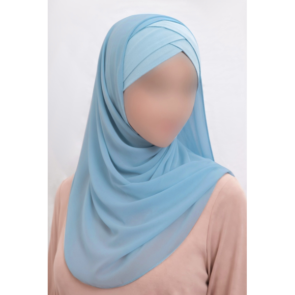 Hijab bonnet intégré croisé - Bi-matière