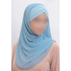 Hijab bonnet intégré croisé - Bi-matière