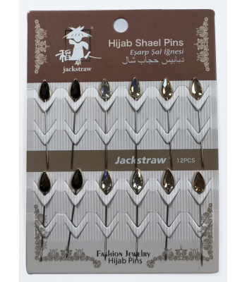 12 Hijab pins - Multicolores crystal tear drop