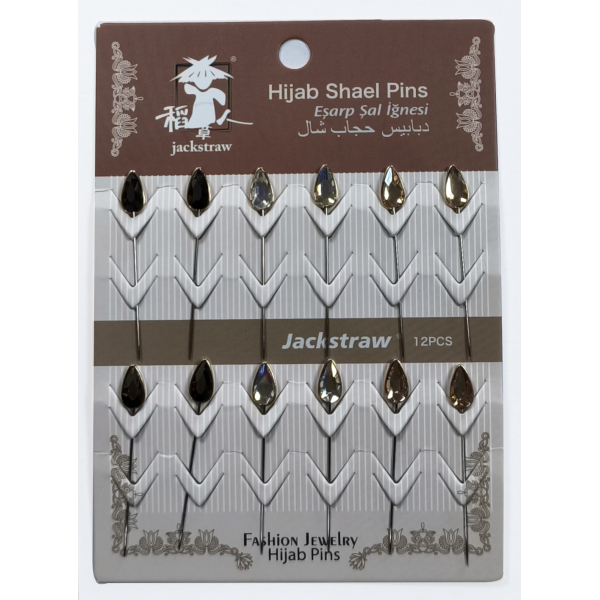 12 épingles goutte d'eau - Strass multicolores