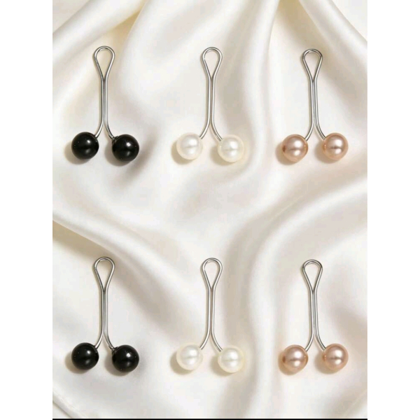 6 Pinces attache-hijab - Perle