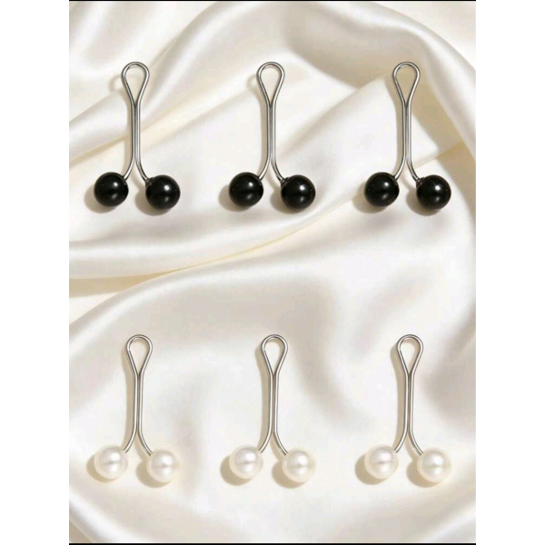 6 Pinces attache-hijab - Perle