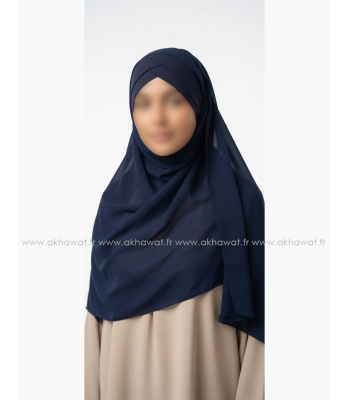 Hijab bonnet intégré croisé - Bi-matière