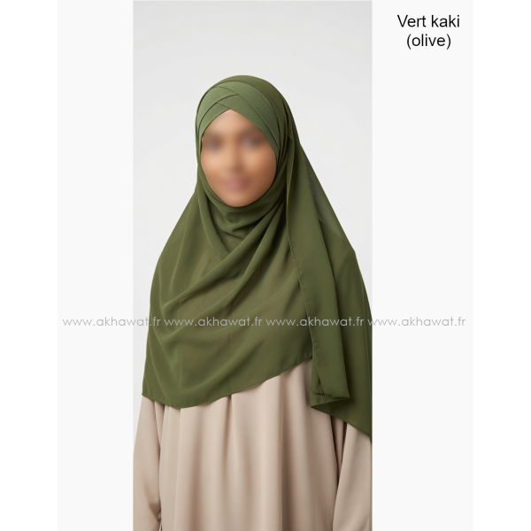 Hijab bonnet intégré croisé - Bi-matière