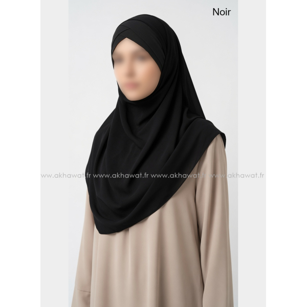 Hijab bonnet intégré croisé - Bi-matière