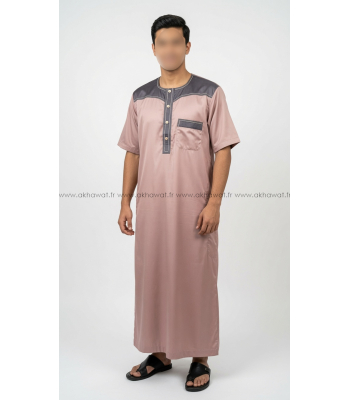 Qamis manches courtes bi-color - Qualité supérieure