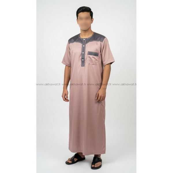 Qamis manches courtes bi-color - Qualité supérieure