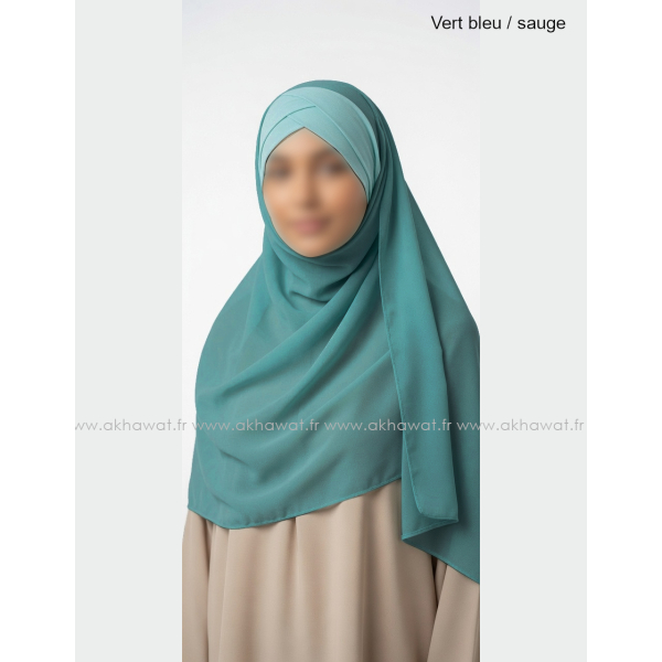 Hijab bonnet intégré croisé - Bi-matière