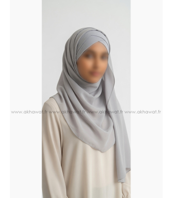 Hijab bonnet intégré croisé - Bi-matière