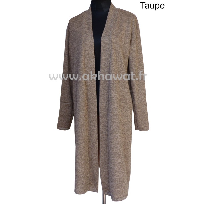 gilet long taupe