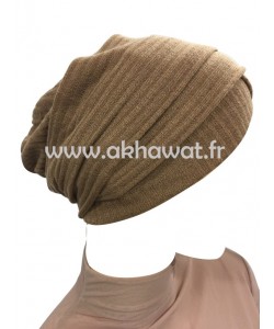 Bonnet turban en maille rayée