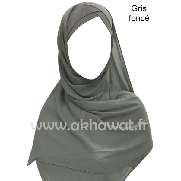 Hijab bonnet intégré croisé - Bi-matière