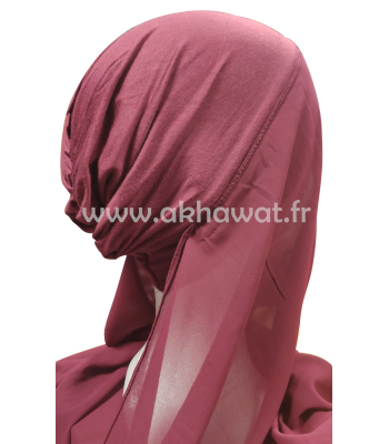Hijab bonnet intégré croisé - Bi-matière