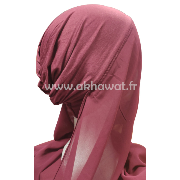 Hijab bonnet intégré croisé - Bi-matière