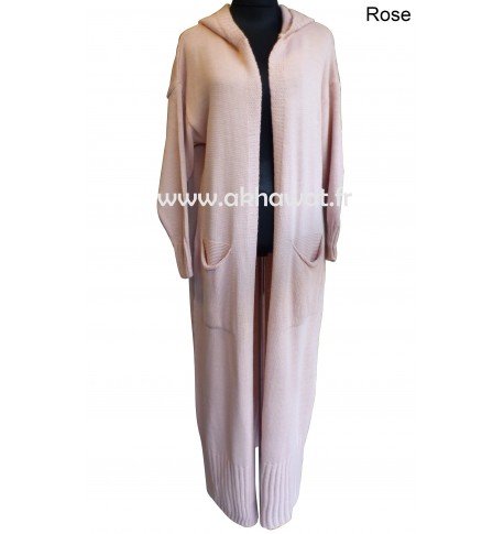 Long hooded Cardigan - Knitted fabric